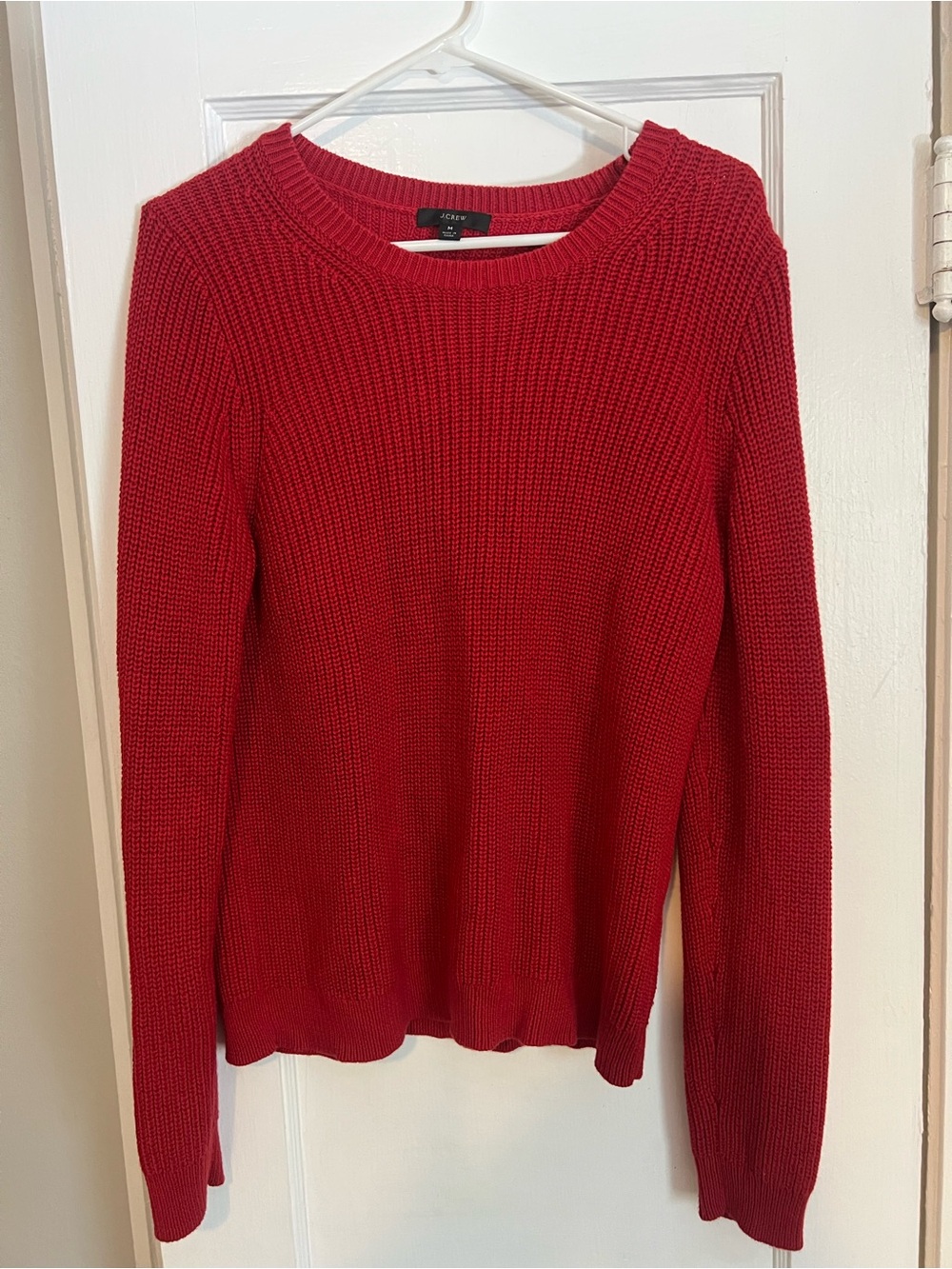 J. Crew Red Ribbed Crewneck Sweater